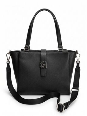 Cole Haan Black Pebbled Leather Tote Crossbody Work Bag NWOT